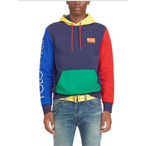 POLO RALPH LAUREN Hi Tech Color-Blocked Hoodie, Navy Mult sizei (sweat100thrifty